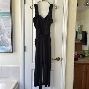 7 For All Mankind St. Saint Tropez Wide Leg Belted Linen Jumpsuit sz small